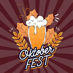 oktober fest lettering with glass