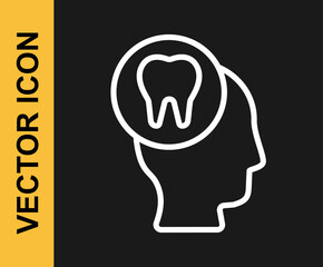White line Toothache icon isolated on black background. Vector