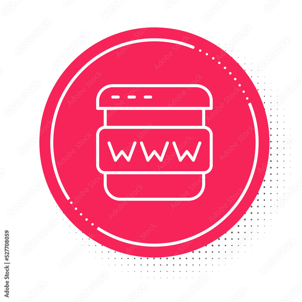 Poster white line browser window icon isolated on white background. red circle button. vector