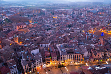 Top view of the town of Vik in evening. Spain