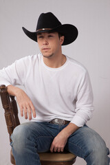 Handsome man in a black western hat