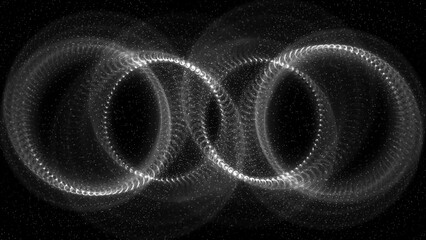 Black and white abstract celestial orbs in a backdrop of stars wallpaper background. Elegant monochrome geometric deep space or cosmos background. Astronomy or infinity concept 3D fractal rendering. © Unleashed Design