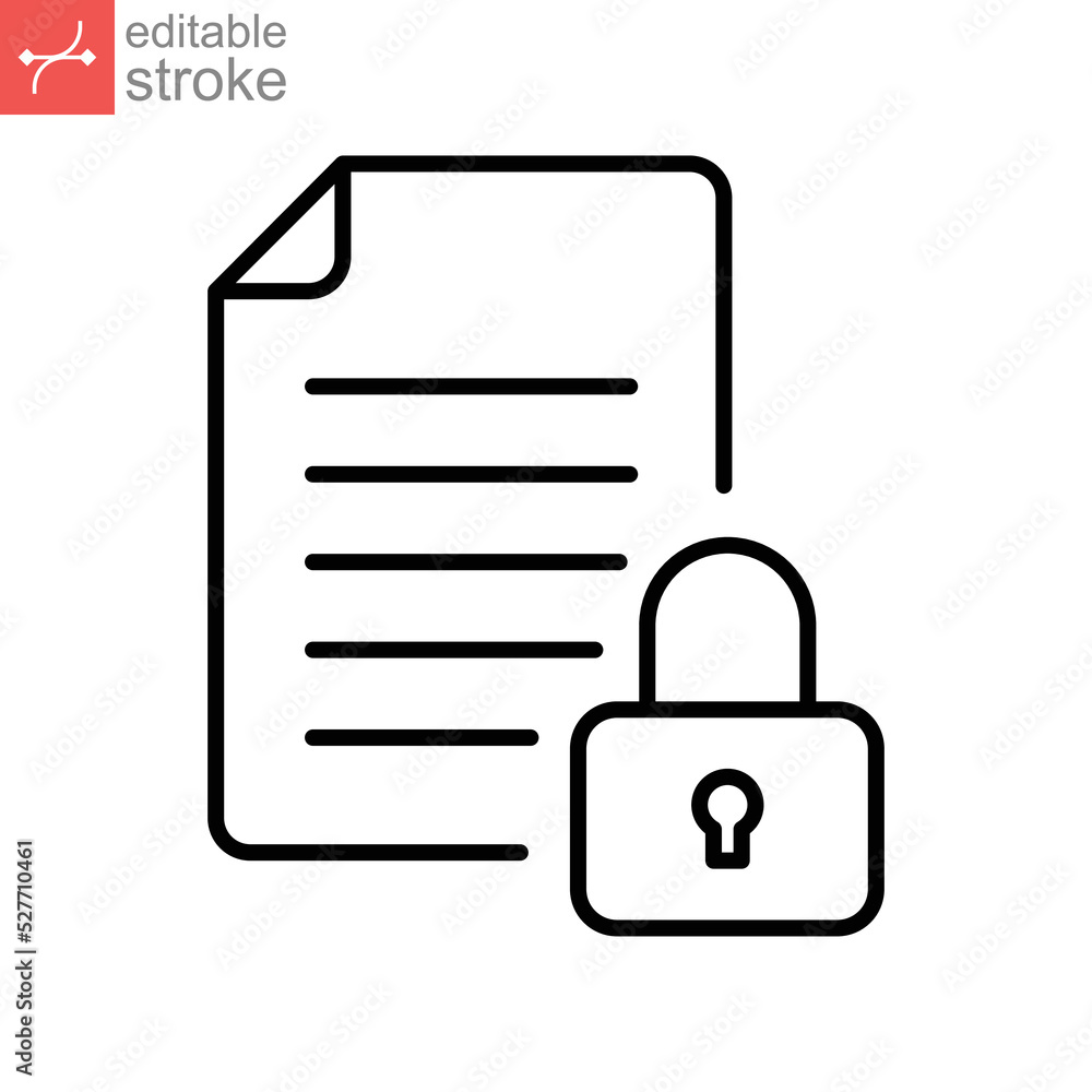 Poster document lock icon, secure file confidential folder, privacy. security contract. web cyber lock sign
