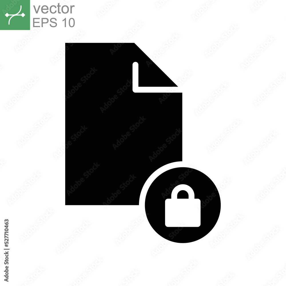 Poster document lock icon, secure file confidential folder, privacy. security contract. web cyber lock sign