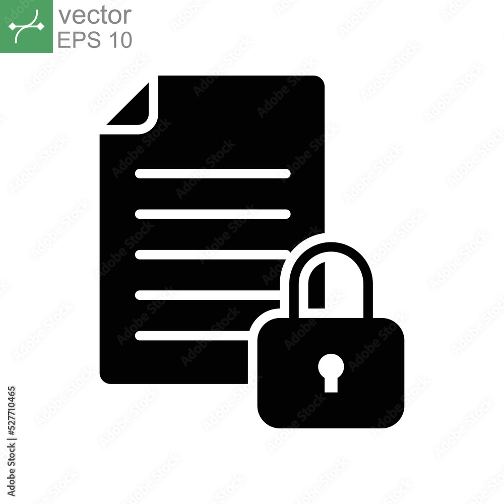 Poster document lock icon, secure file confidential folder, privacy. security contract. web cyber lock sign