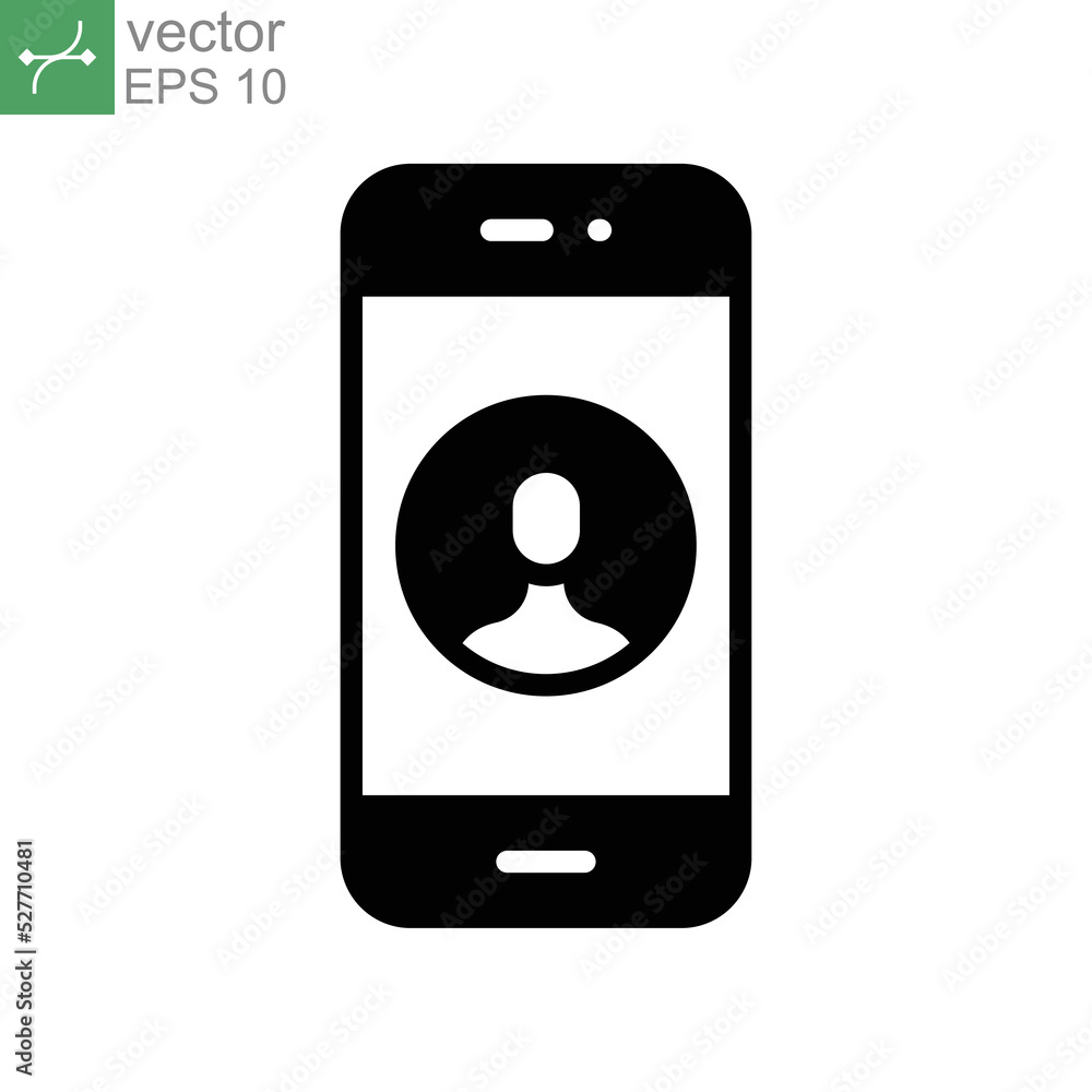 Poster mobile account glyph icon, create new my profile for profile network. user page in social network te