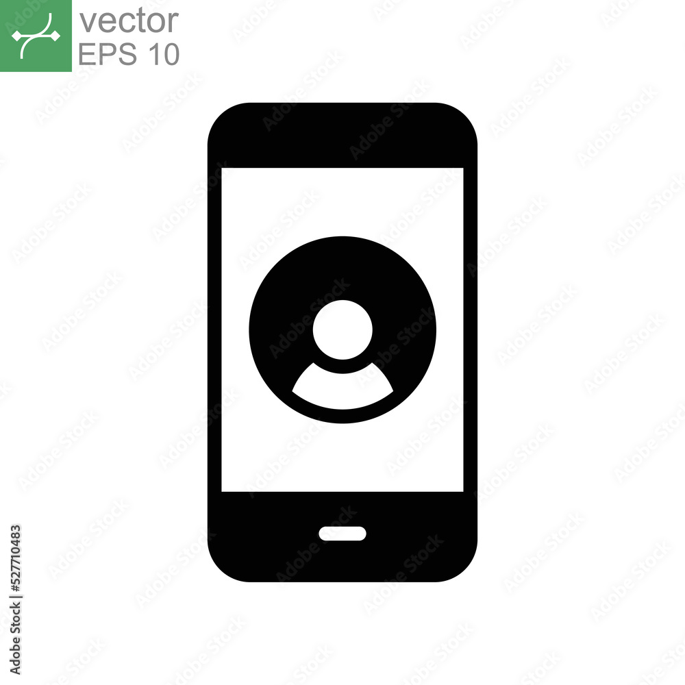 Poster mobile account glyph icon, create new my profile for profile network. user page in social network te