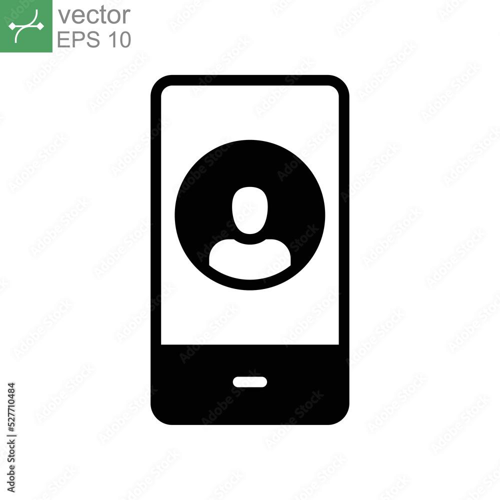 Aufkleber mobile account glyph icon, create new my profile for profile network. user page in social network te