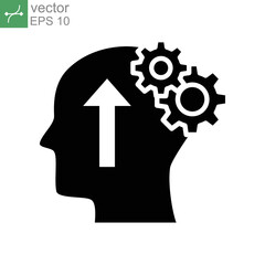 Cognitivity icon, improvement cognitive ability, human brain mental strength, Brainstorming   analytical mindset solving. solid style pictogram. vector illustration. design on white background. EPS 10