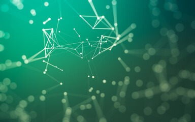 Abstract background. Molecules technology with polygonal shapes, connecting dots and lines. Connection structure. Big data visualization.