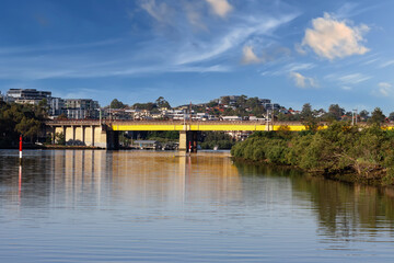 Passanger Train on Bridge over Parramatta River  Sydney NSW Australia. 