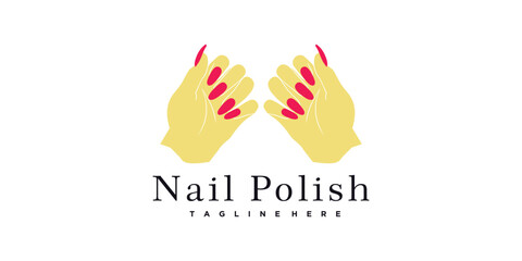 nail beauty salon logo design vector with creative concept premium vector