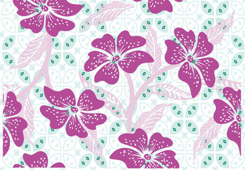 Indonesian batik motifs with very distinctive plant patterns