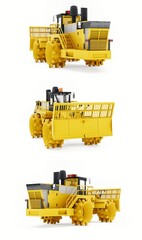 Set Garbage compactor machine for landfills. industrial bulldozer for working in landfills. 3d rendering.