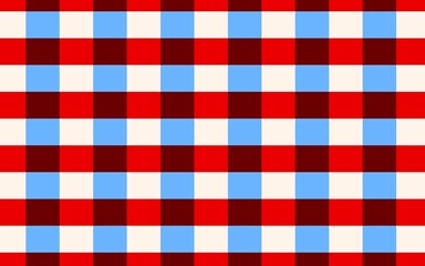 Blue and red checkered pattern background. Seamless pattern illustration background. Tablecloth pattern. Gingham illustration pattern. Plaid patterns. Retro and vintage line patterns.