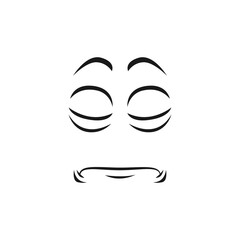 Cartoon mournful or sad face, vector unhappy emoji. Upset negative feelings, pained facial expression with tightly closed mouth and eyes. Comic character sadness emotion isolated on white background