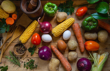 verduras frescas de todo tipo, alimentos totalmente saludables listas para cocinar 