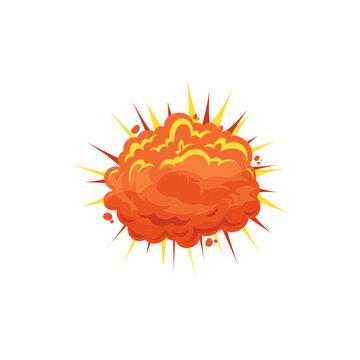 Star burst red and yellow fire, energy explosion, fiery rays, flash light isolated cartoon icon. Vector fireball, magic splash of heat power, nuclear energy explode. Atomic destruction, boom effect
