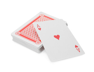 Deck of playing cards isolated on white. Poker game