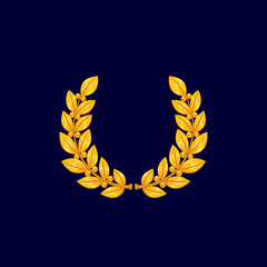 Greek natural frame of golden laurel wreath isolated cartoon prize. Vector award trophy frame in shape of spikes of wheat, olive branches. Natural farm harvest crown, victory championship emblem