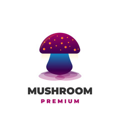 Unique and flaming gradient purple mushroom vector illustration logo