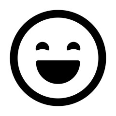 Happy smiley face or emoticon line art icon for apps and websites with transparent background PNG - obrazy, fototapety, plakaty