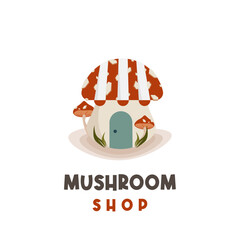 Vector illustration logo of a shop selling mushrooms