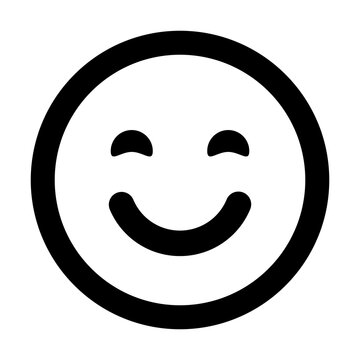 Happy smiley face or emoticon line art icon for apps and websites with transparent background PNG