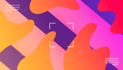 Futuristic Shape. Digital Design. Business Brochure. Tech Landing Page. Violet Plastic Background. Cool Geometric Layout. Trendy Page. Rainbow Texture. Violet Futuristic Shape