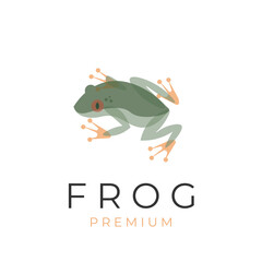 Green frog vector illustration logo with overlapping colors