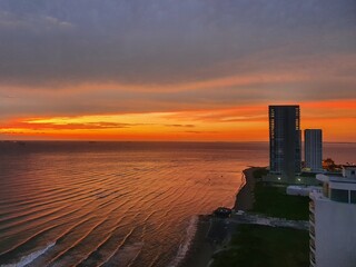 sunset over the river