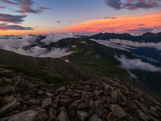 笠ヶ岳山頂夕焼け