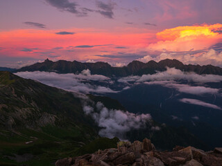 笠ヶ岳山頂夕焼け