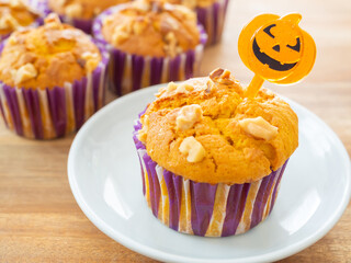 ハロウィン仕様のかぼちゃのマフィン
