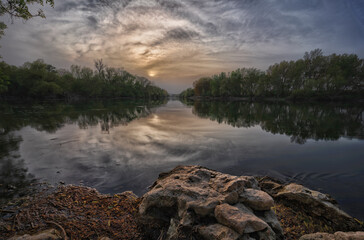 sunset over the river