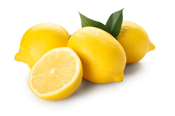 Fresh ripe lemons isolated on white background