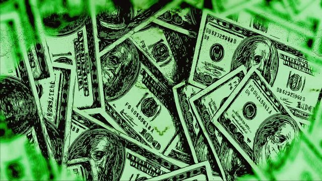 Banknotes close-up, business and finance, 3D animation