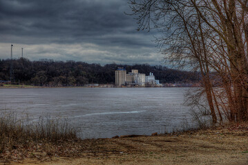 Grain Mill along the Mississippi River in  Chester Illinois 