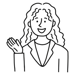 案内する外国人女性　線画