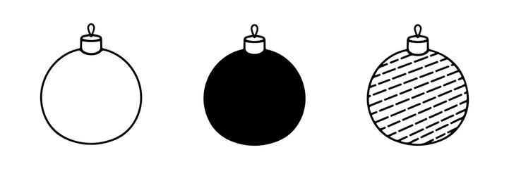 Set of cute isolated single Christmas balls in doodle style for different types of decoration postcards stickers