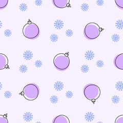 Cute Christmas pattern with snowflakes and balls for factory prints, wrapping paper and gift wrapping.