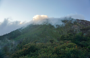 View from the top of mount Ijen in Banyuwangi, East Java, Indonesia.