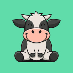 cute cow with happy expression