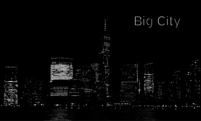 Big City Lights. New York at Night. Vector Illustration.