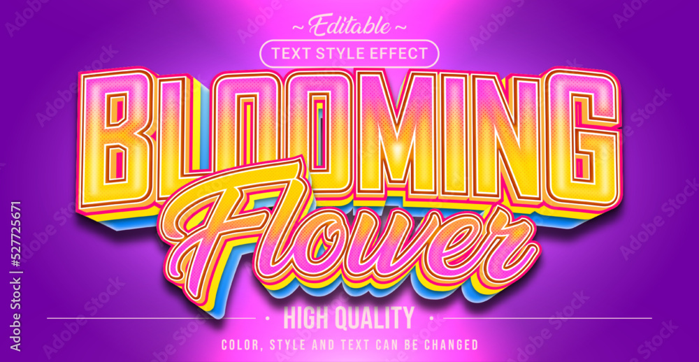 Aufkleber editable text style effect - blooming flower text style theme.