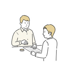 書類にはんこを押す男性