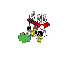 カフェで過ごす人たち