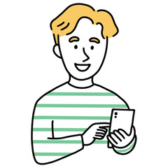 スマートフォンを使う外国人男性