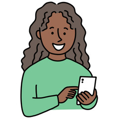 スマートフォンを使うアフリカ系外国人女性