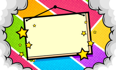Comic sign blank colorful background